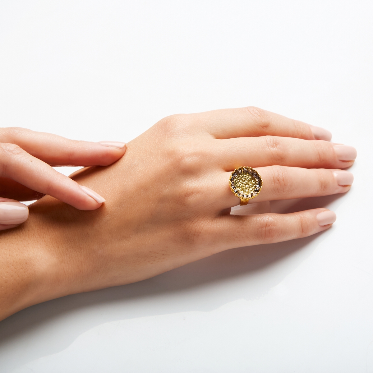 Alternative view of 5508D Colorful helios small ring Green