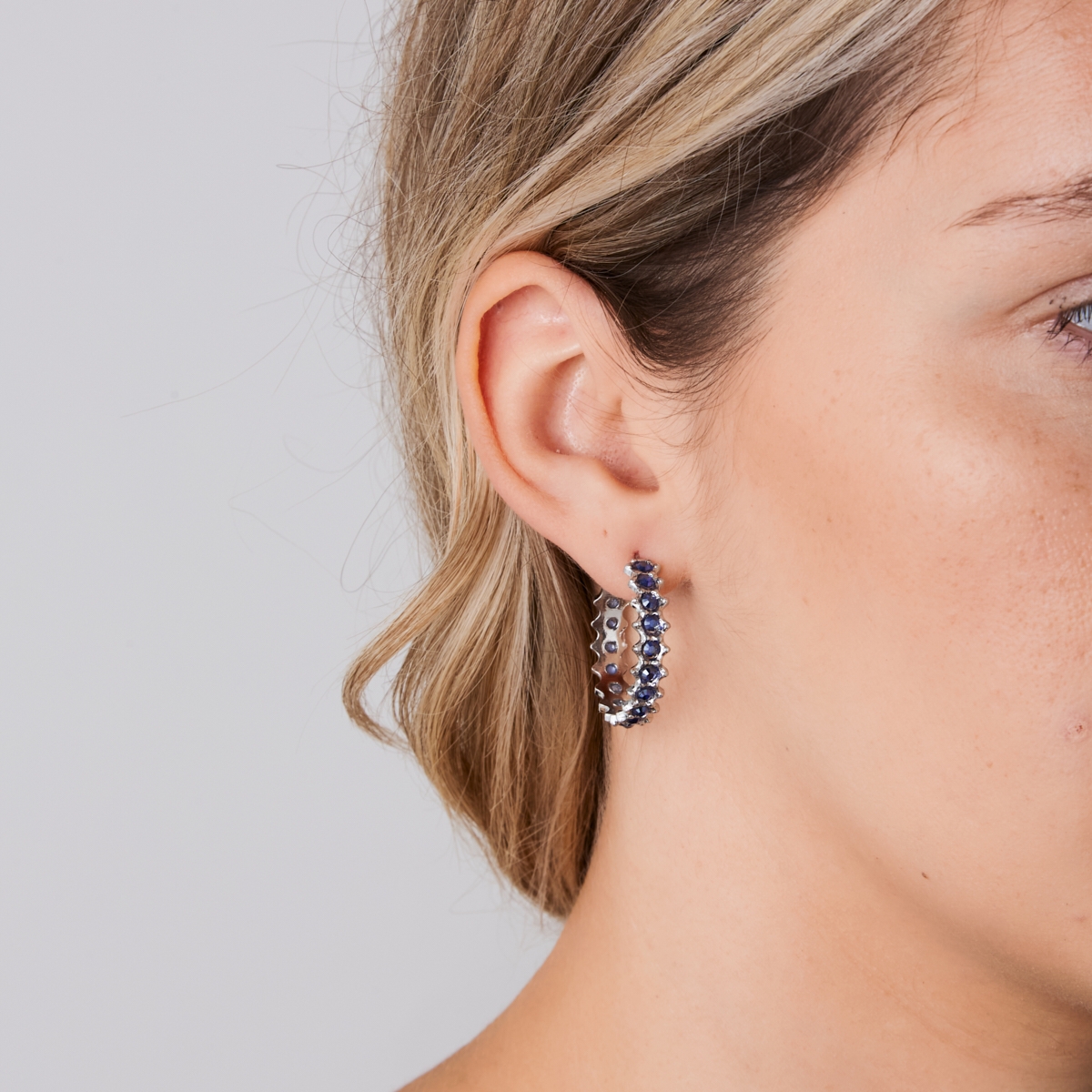 Alternative view of 5509G Crystal's dance delicate hoops Blue