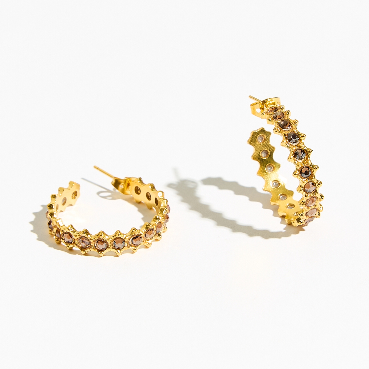 Alternative view of 5509G Crystal's dance delicate hoops Brown