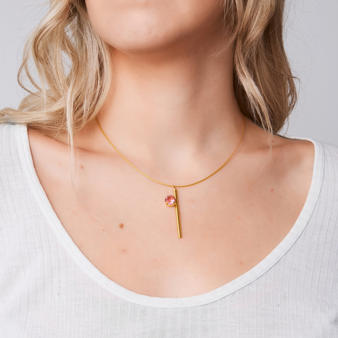 Alternative view of 5533A Colorful frame necklace Γκρι