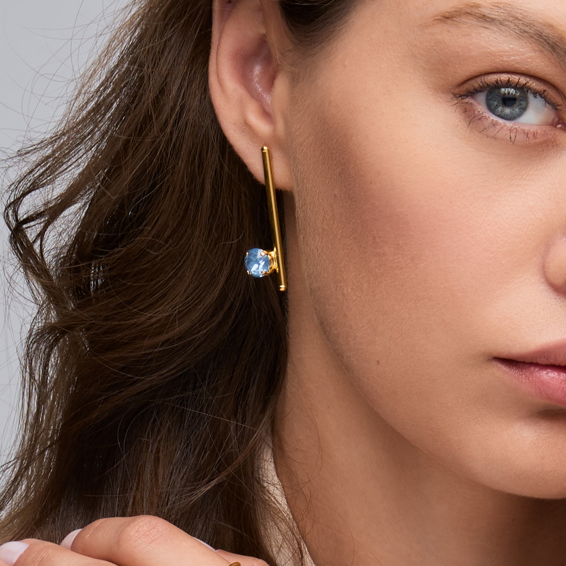 Alternative view of 5533F Colorful frame long earrings Πράσινο