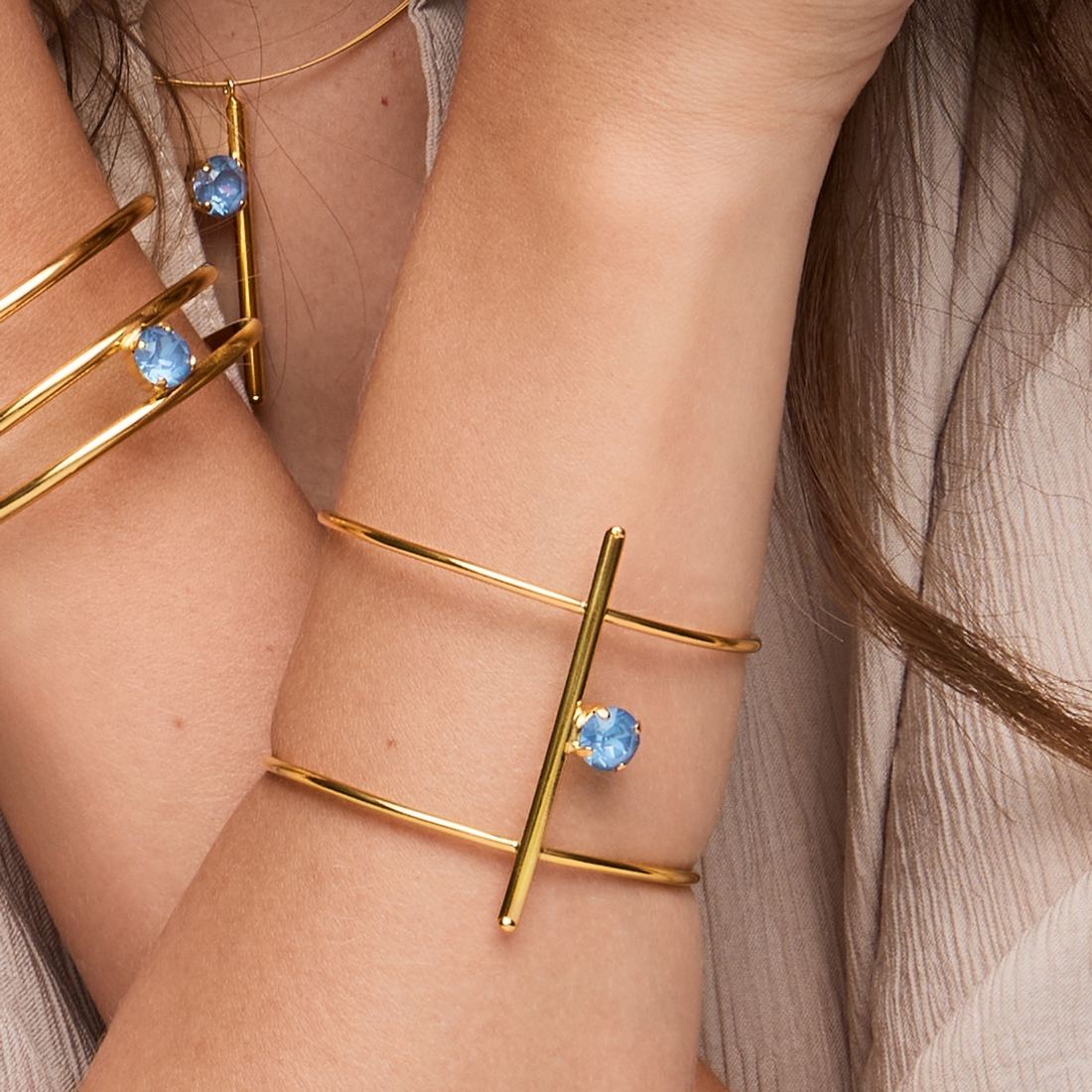 Alternative view of 5534E Colorful frame bangle Γκρι