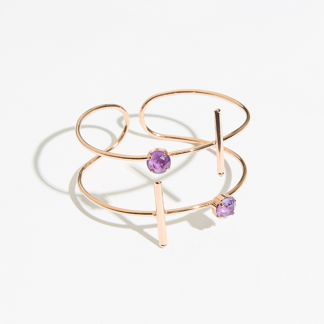 Alternative view of 5531E Colorful frame double bracelet Μωβ