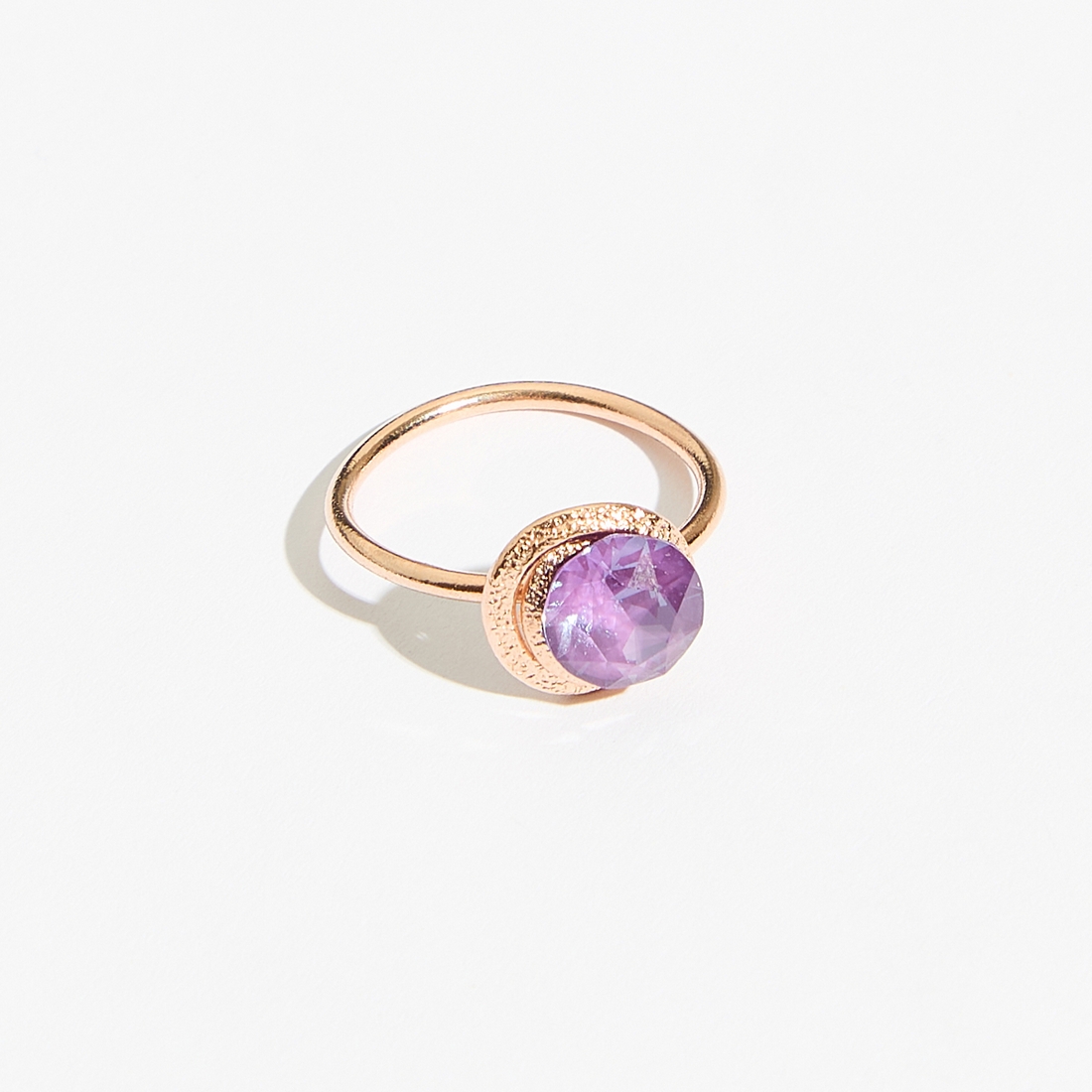 Alternative view of 5532D Colorful frame crystal ring Μωβ