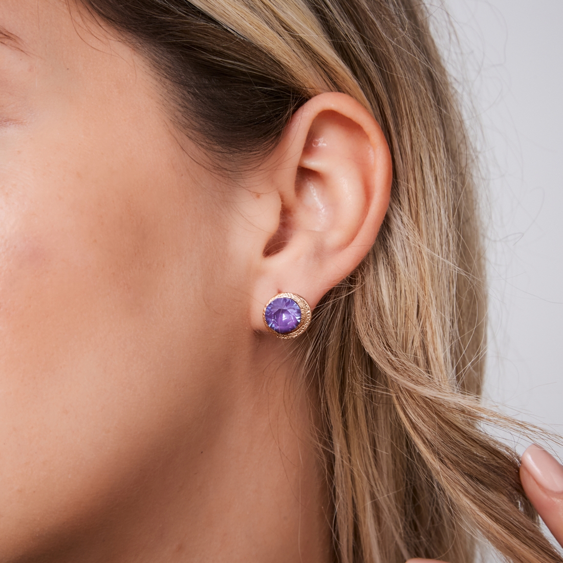 Alternative view of 5532F Colorful frame crystal earrings Άσπρο