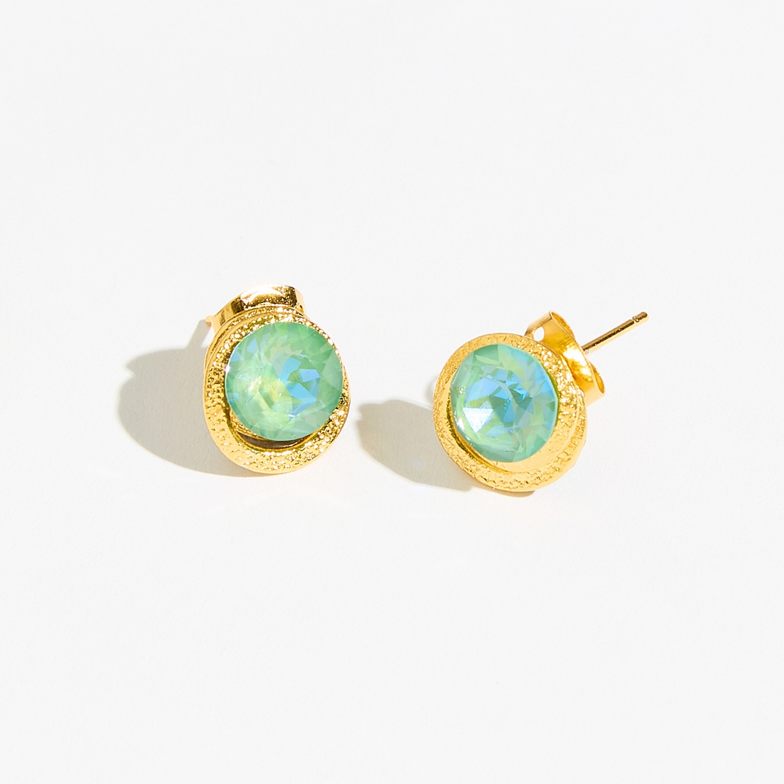 Alternative view of 5532F Colorful frame crystal earrings Πράσινο
