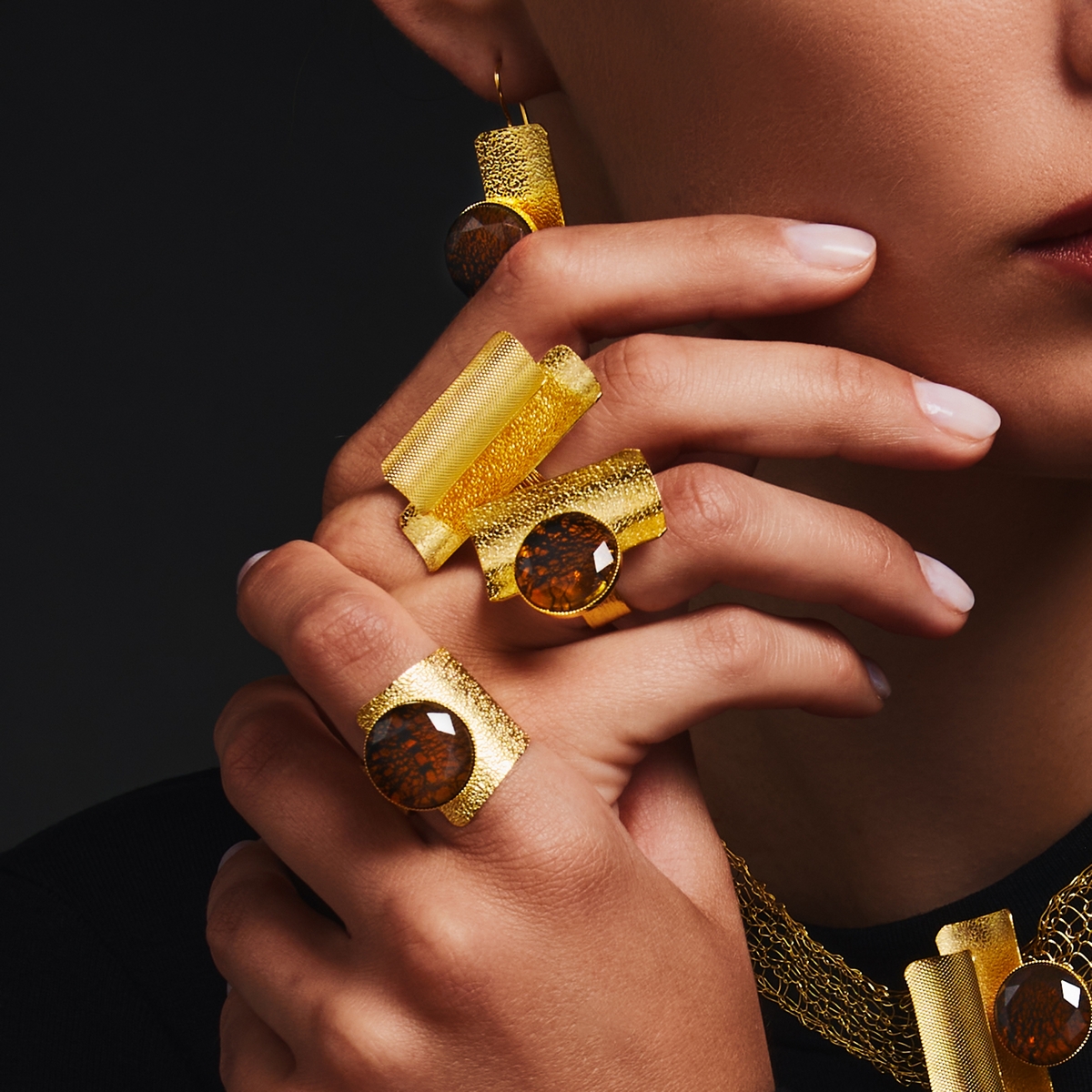 Alternative view of 5572D Real handmade crystal ring Χρυσό