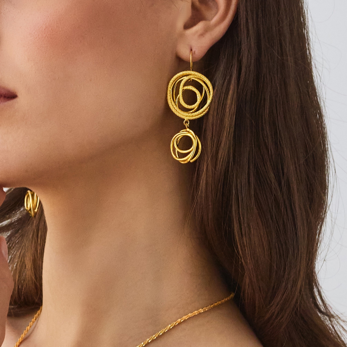 Alternative view of 5606F Eternal loop long earrings Ασημί