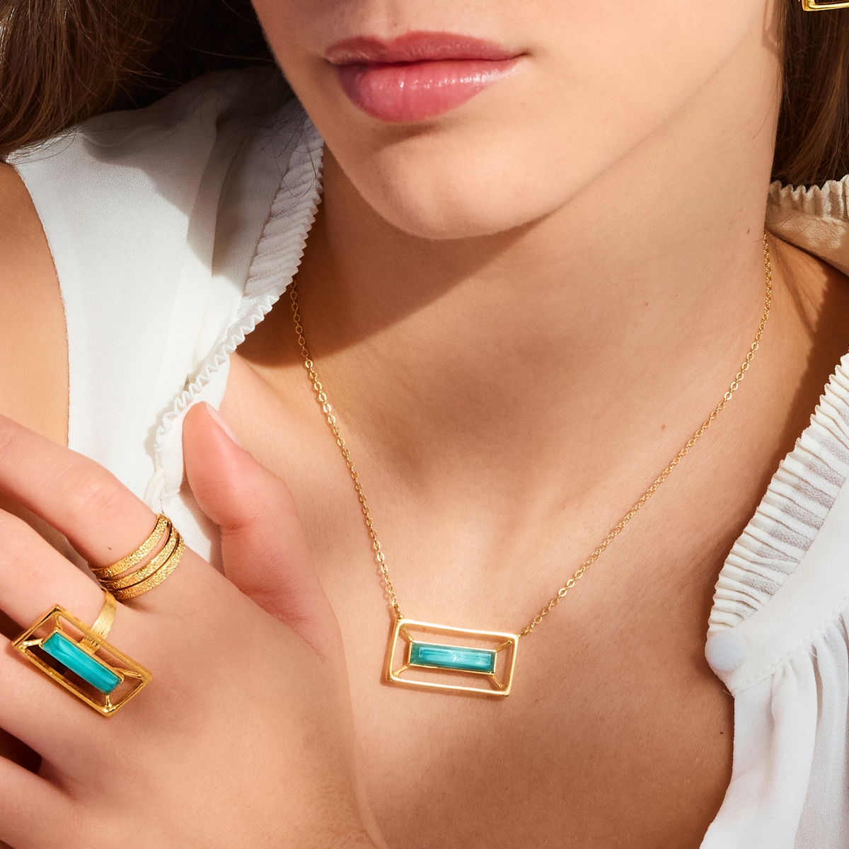 Alternative view of 5635A Sand and Palm necklace Brown