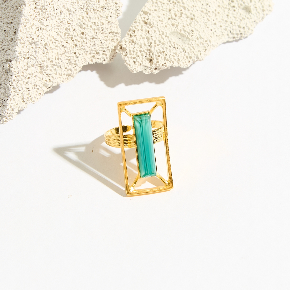 Alternative view of 5635D Sand and Palm ring Turqoise