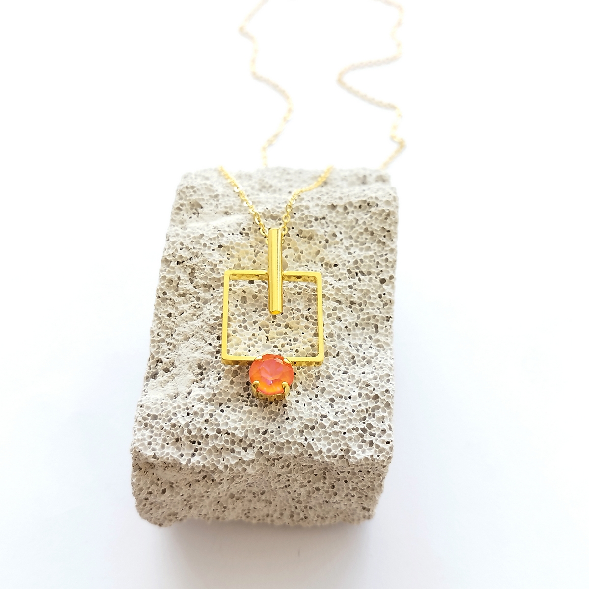 5530A Colorful frame pendant Catherine bijoux Orange
