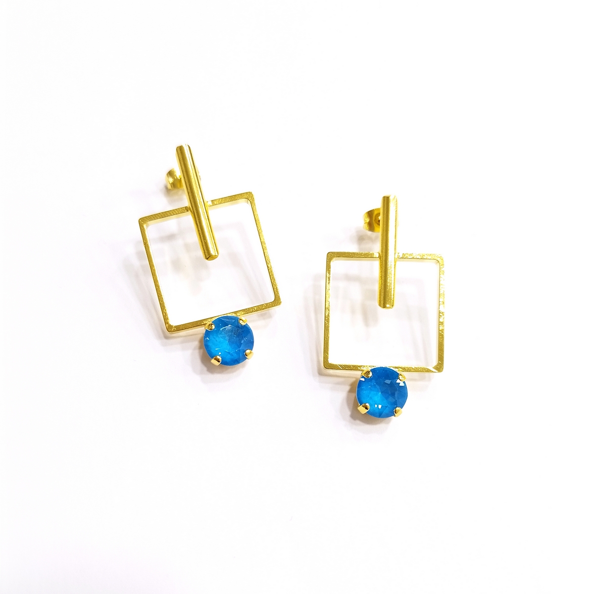 5530F Colorful frame earrings Catherine bijoux Turqoise
