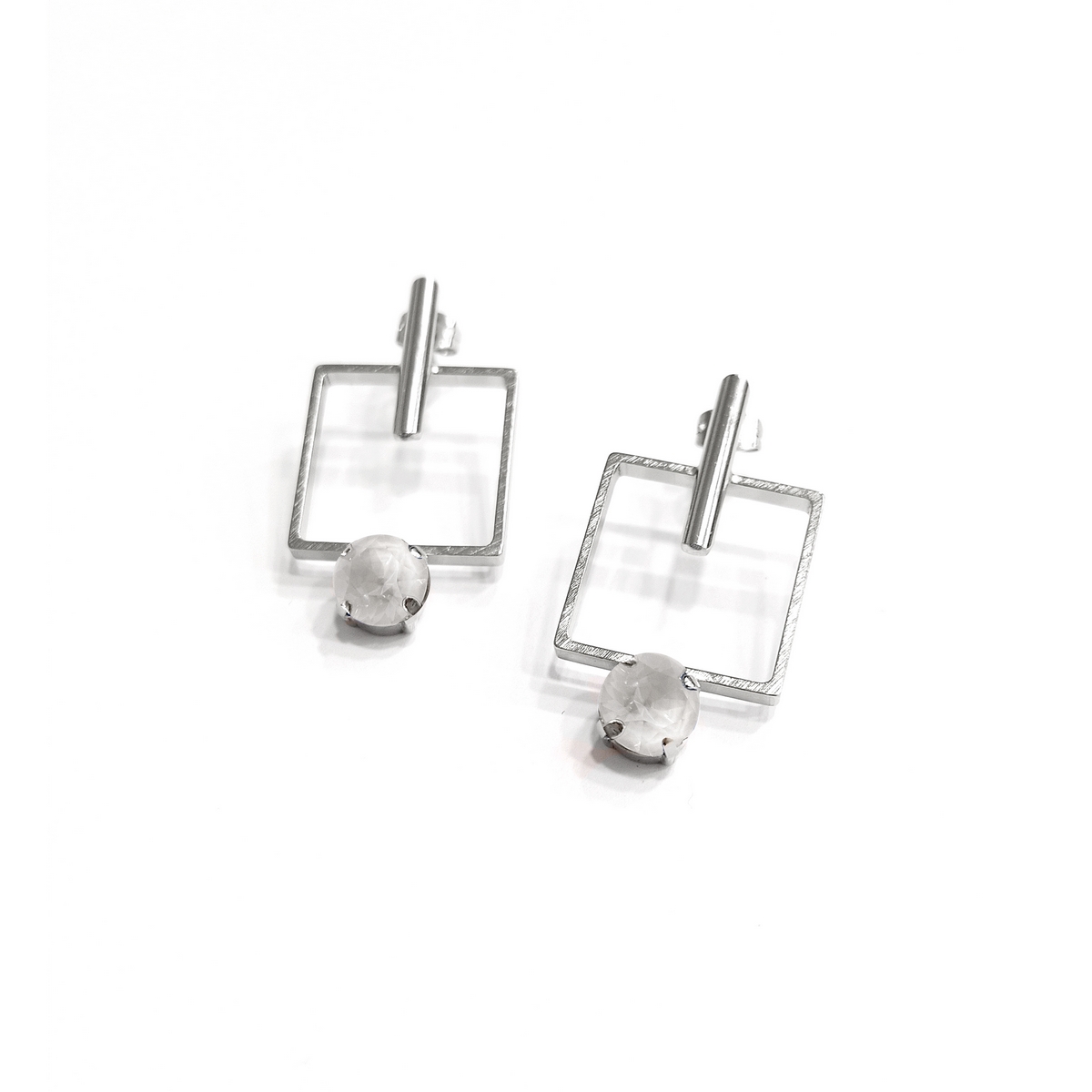 Alternative view of 5530F Colorful frame earrings Catherine bijoux Silver
