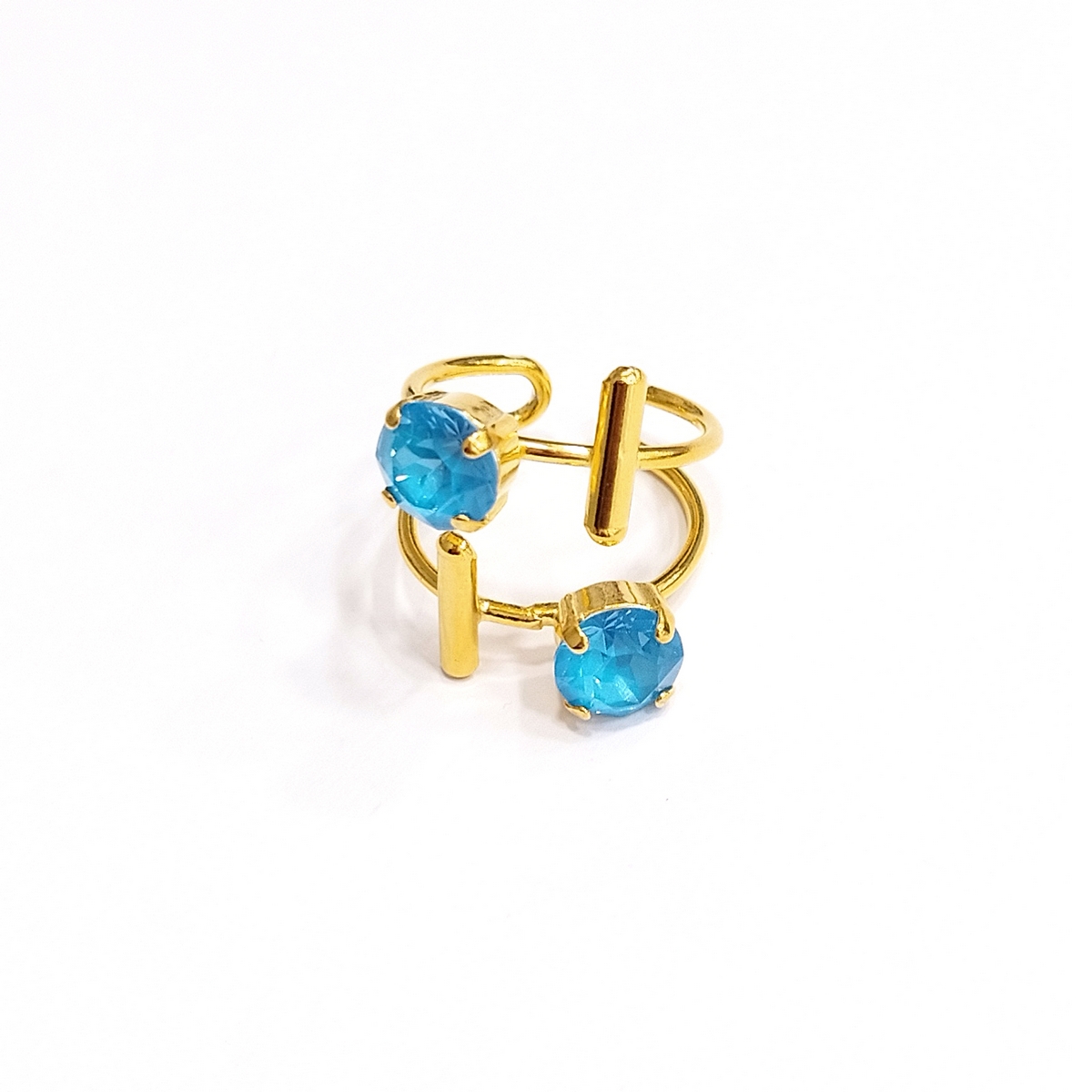 5531D Colorful frame double ring Catherine bijoux Τυρκουάζ