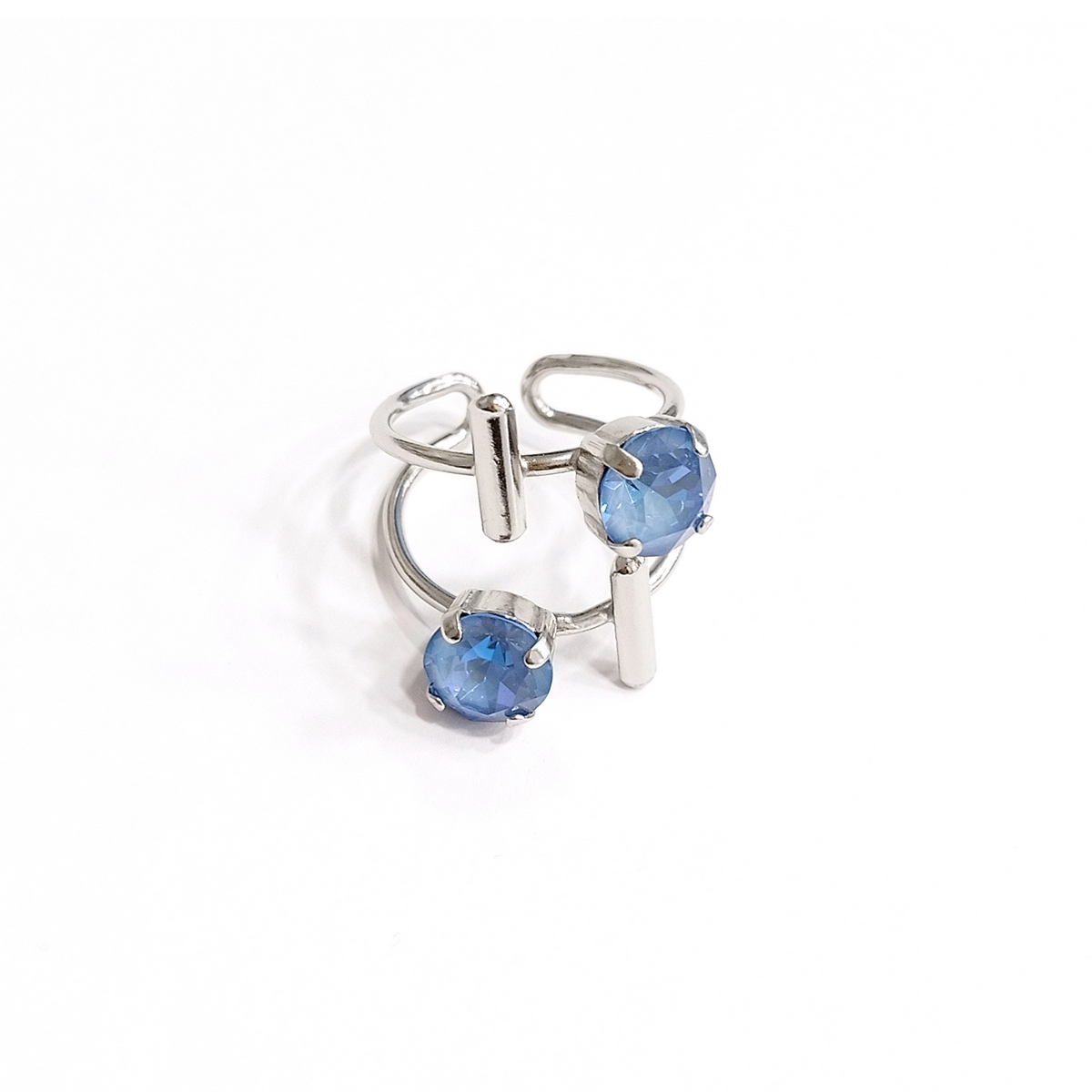 5531D Colorful frame double ring Catherine bijoux Σιέλ