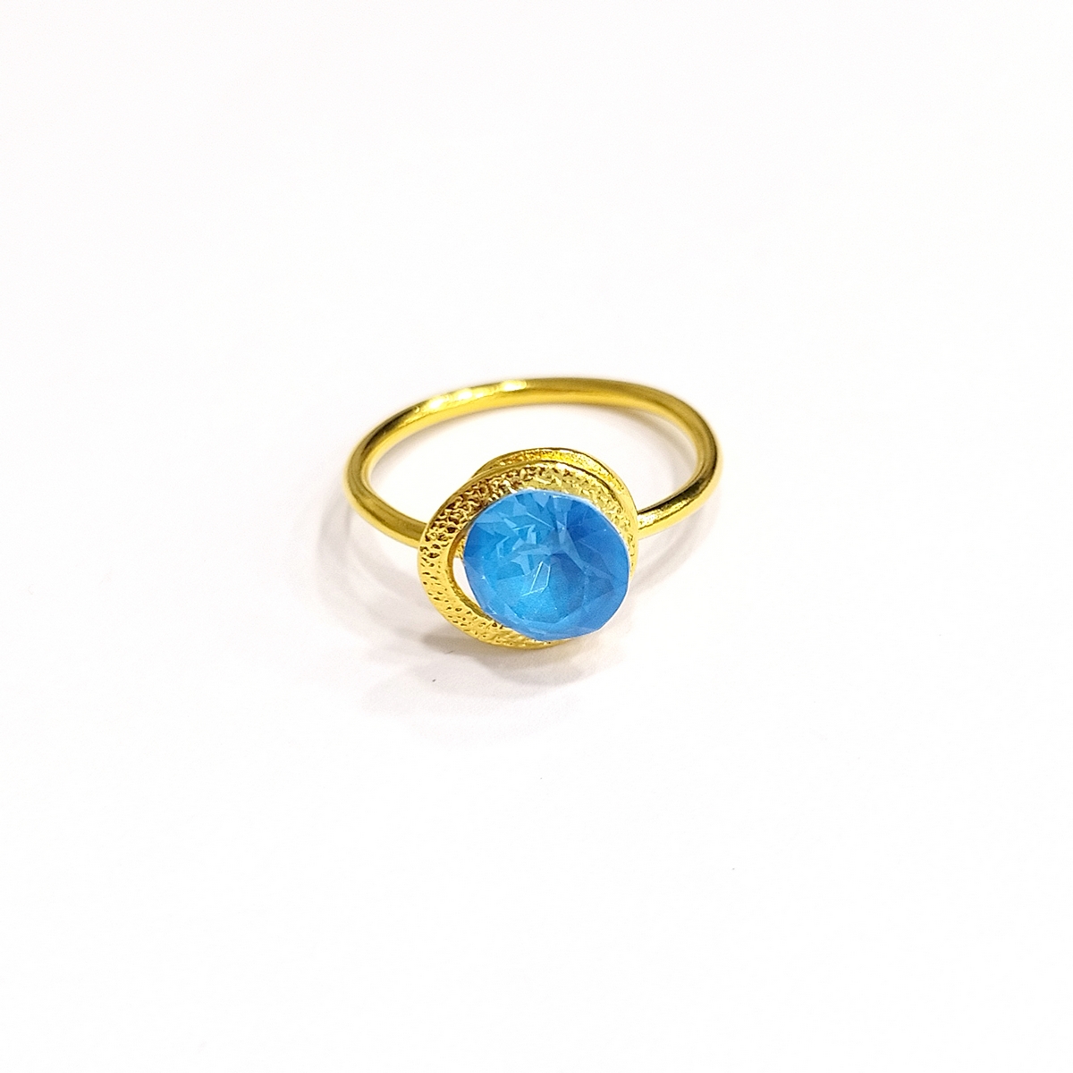 5532D Colorful frame crystal ring Catherine bijoux Τυρκουάζ