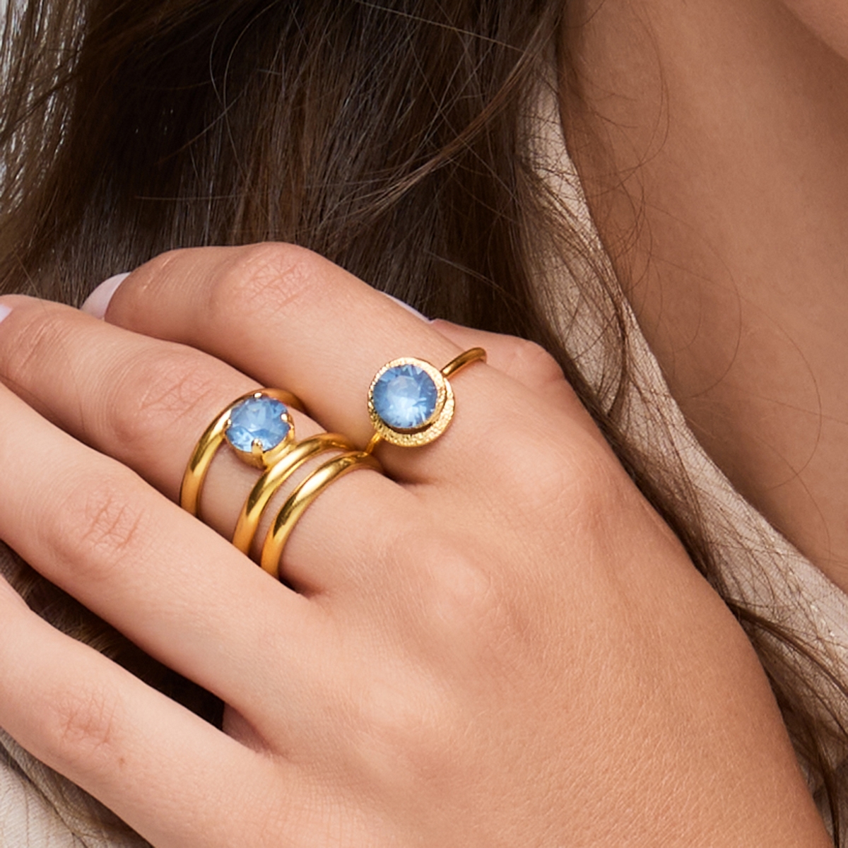 5532D Colorful frame crystal ring Catherine bijoux Σιέλ