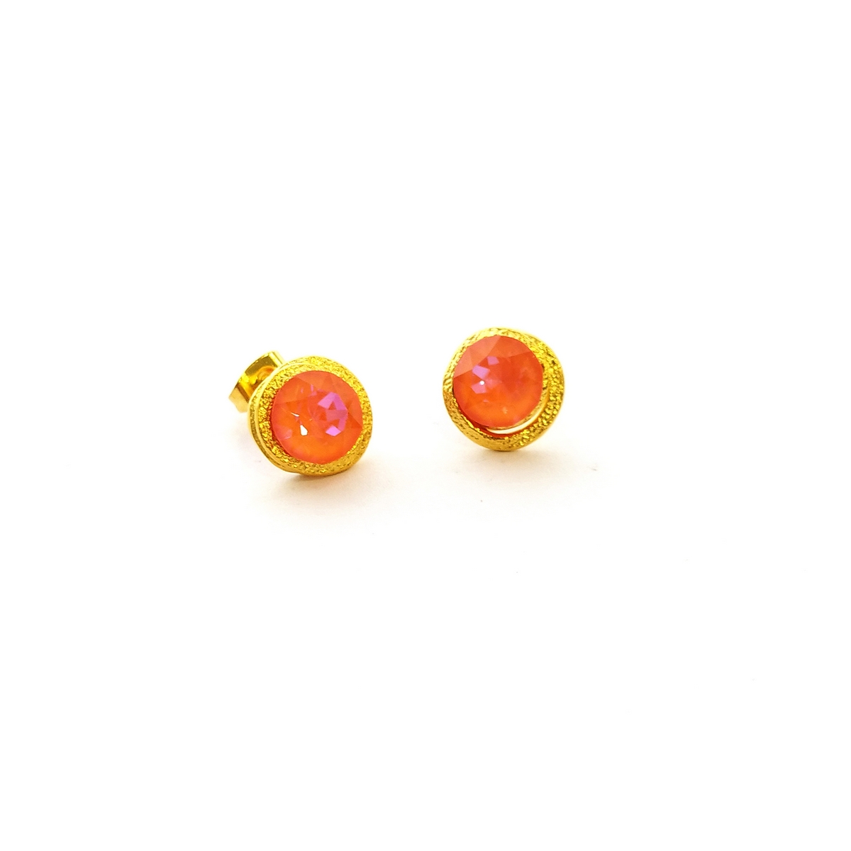 5532F Colorful frame crystal earrings Catherine bijoux Orange