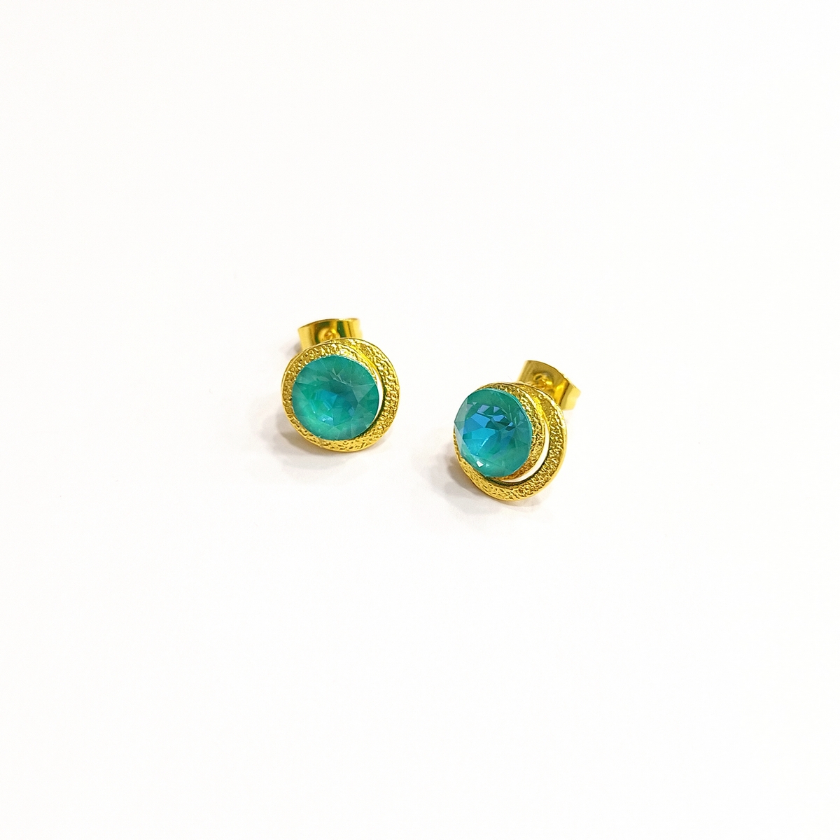 Alternative view of 5532F Colorful frame crystal earrings Catherine bijoux Ανοιχτό Πράσινο