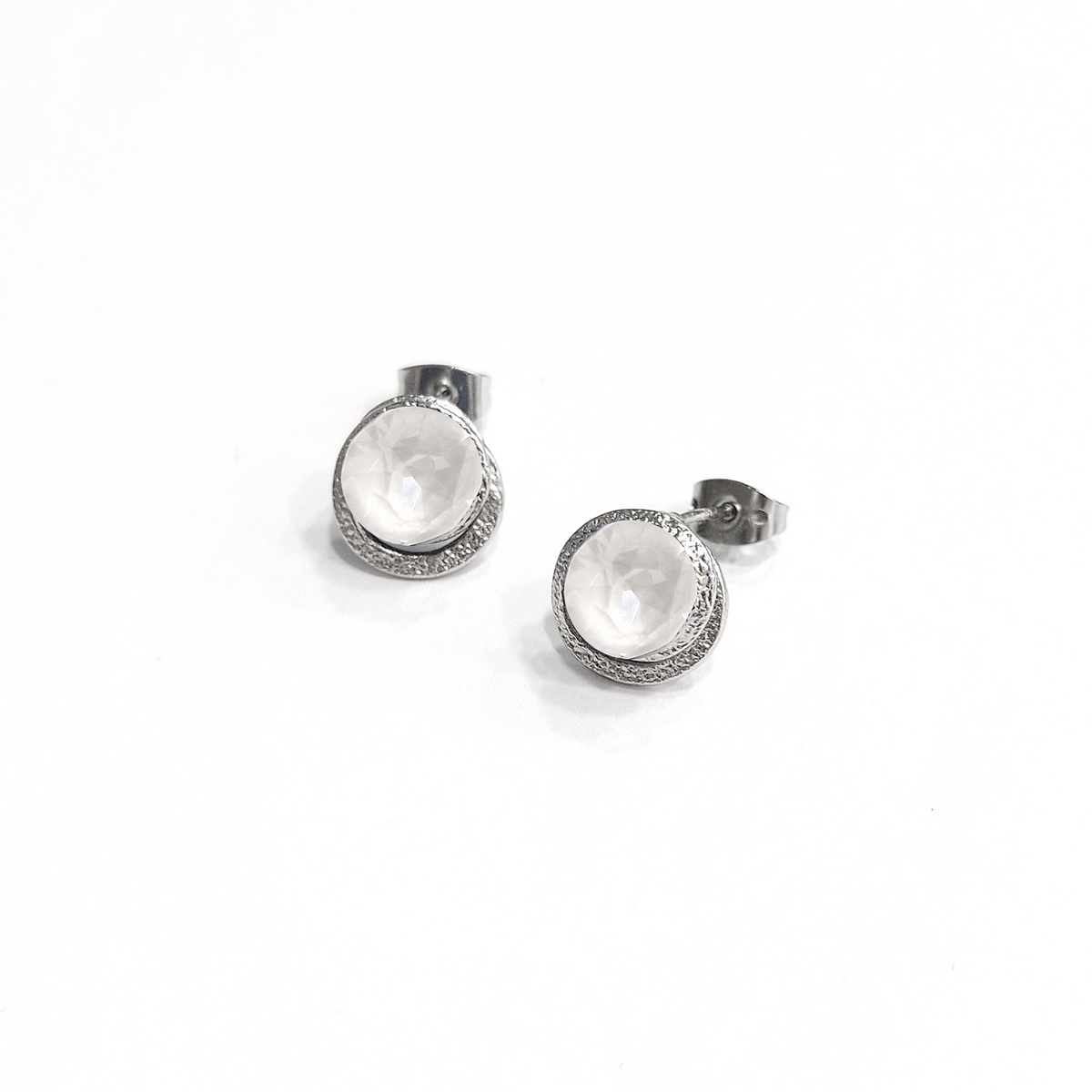5532F Colorful frame crystal earrings Catherine bijoux Silver
