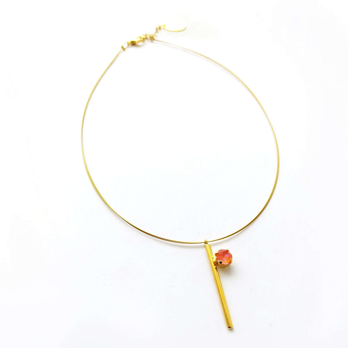 5533A Colorful frame necklace Catherine bijoux Πορτοκαλί