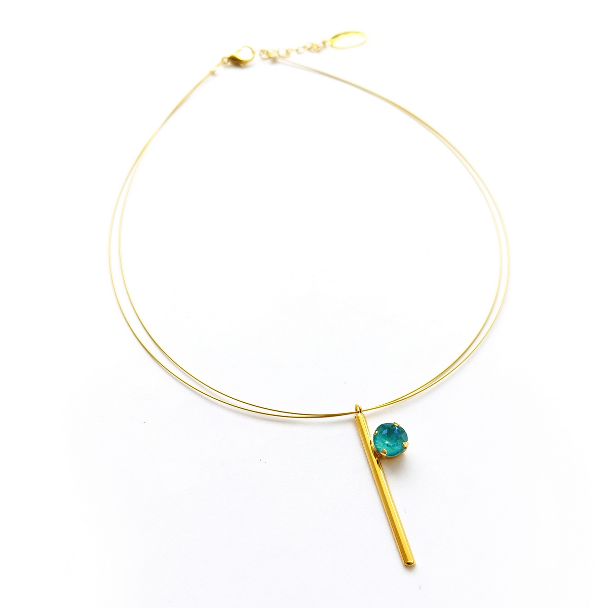5533A Colorful frame necklace Catherine bijoux Ανοιχτό Πράσινο