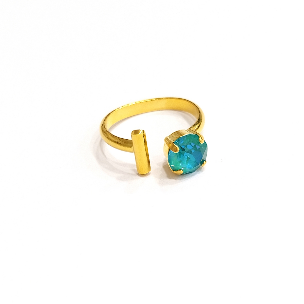 5533D Colorful frame ring Catherine bijoux Ανοιχτό Πράσινο