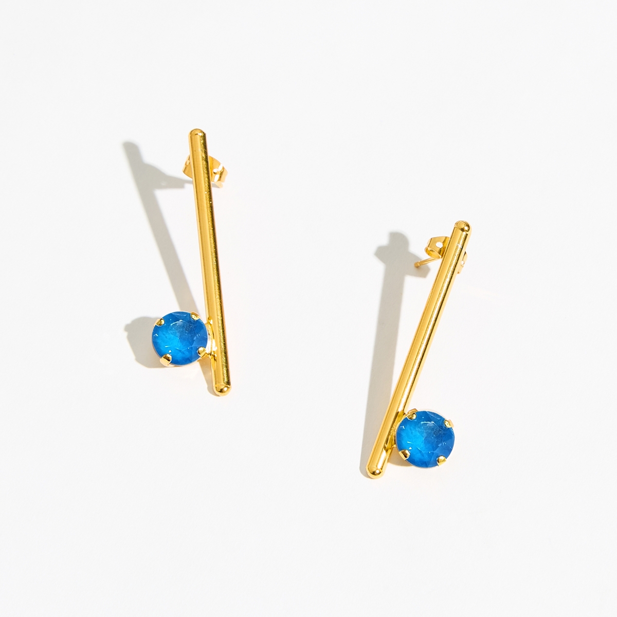 5533F Colorful frame long earrings Catherine bijoux Turqoise