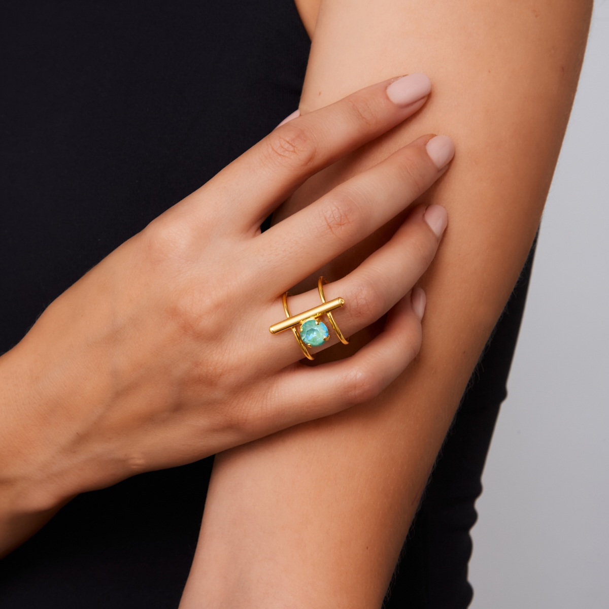 5534D Colorful frame big ring Catherine bijoux Τυρκουάζ