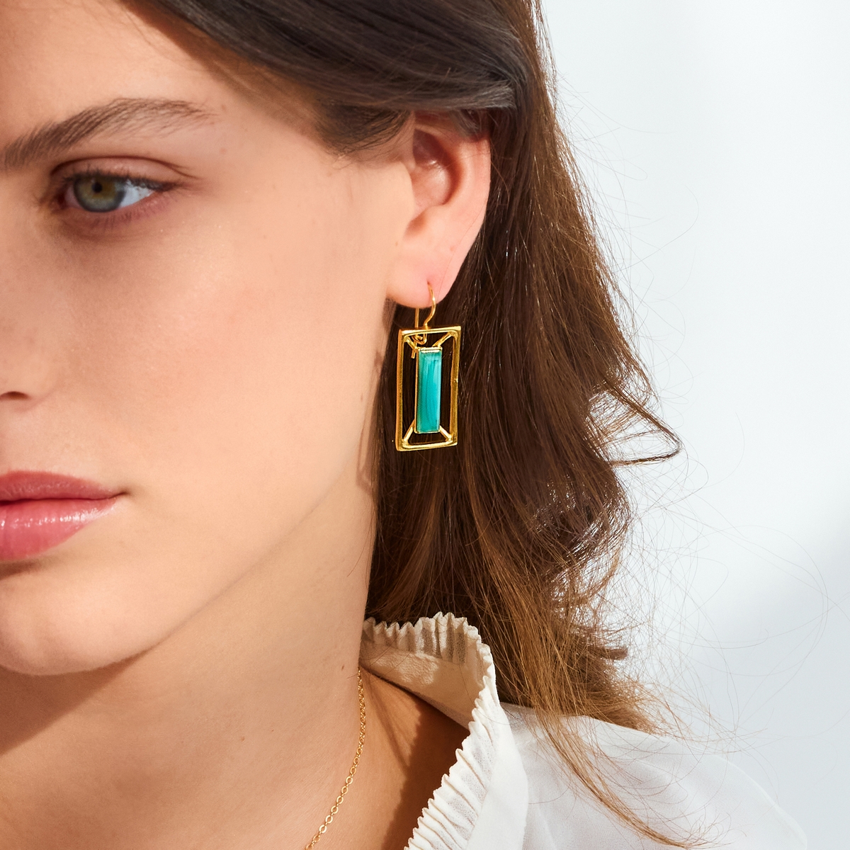 Alternative view of 5635F Sand and Palm earrings Brown