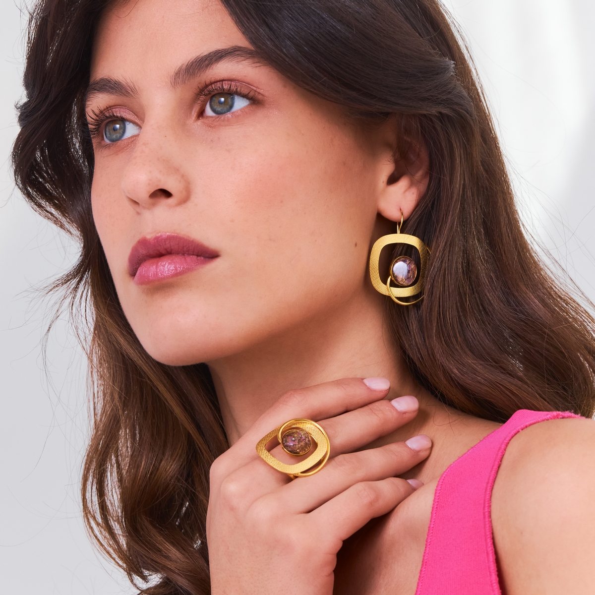 Alternative view of 5636F Melting rainbow earrings Gold