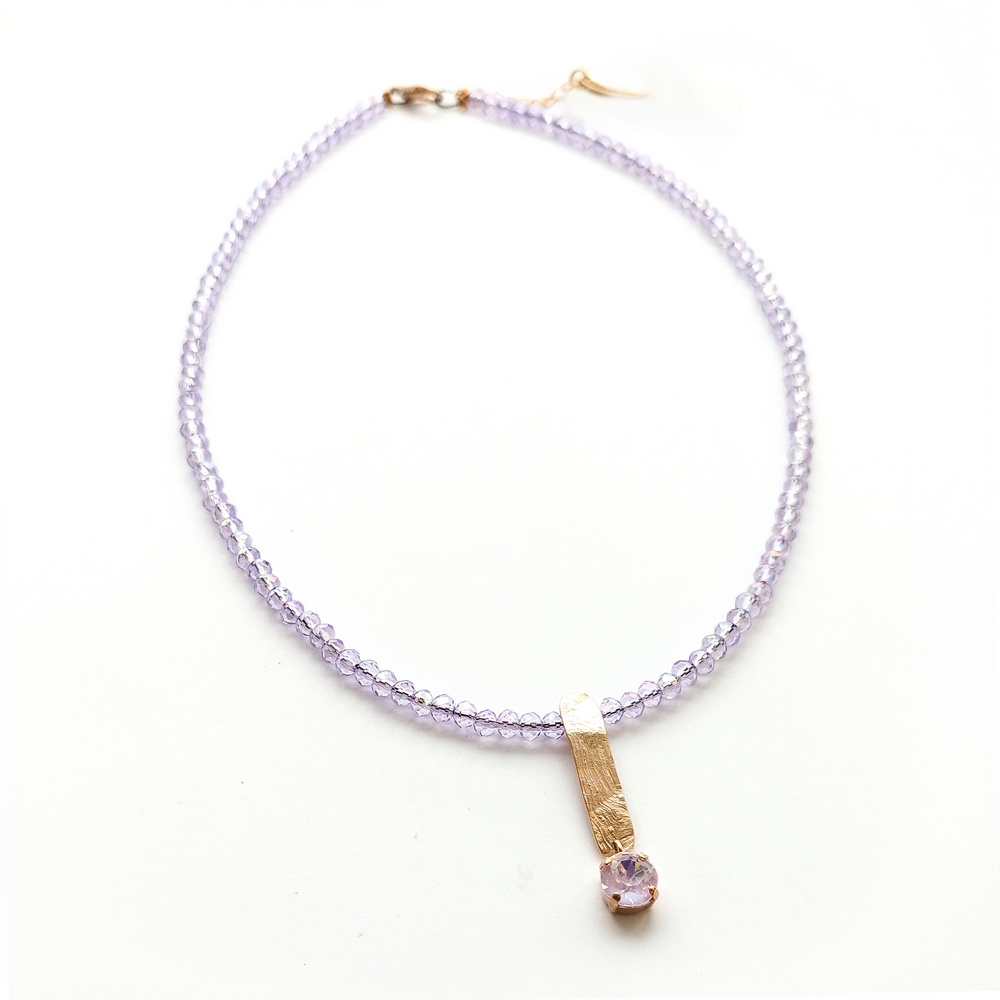 5688A Colourful crystal necklace Μωβ