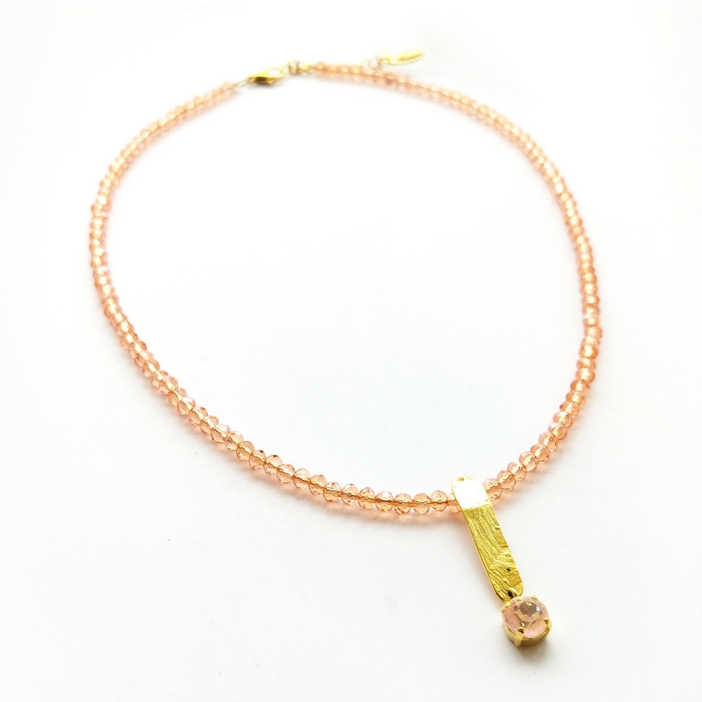 5688A Colourful crystal necklace Σομόν