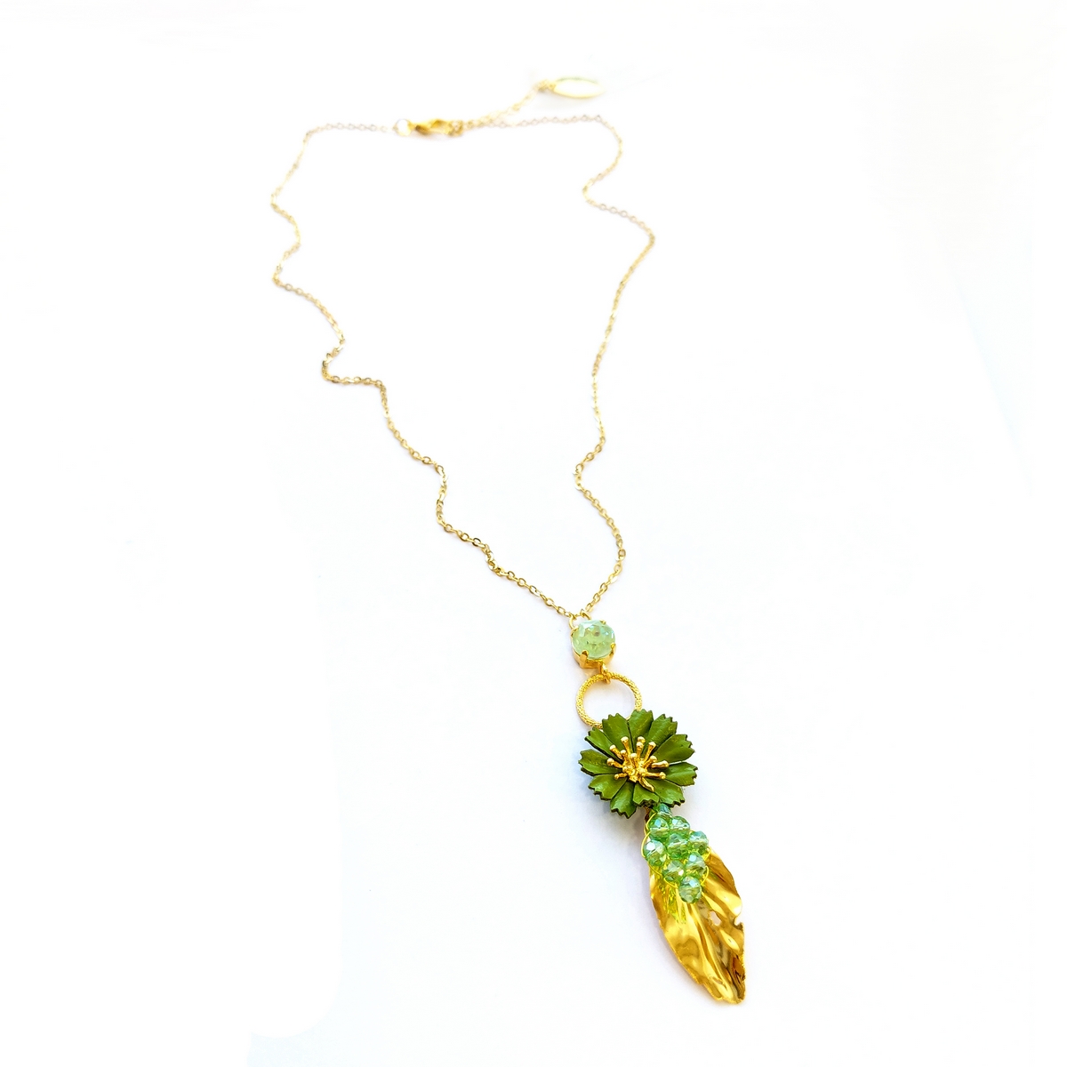 5634A Colourful daisy pendant Catherine bijoux Πράσινο