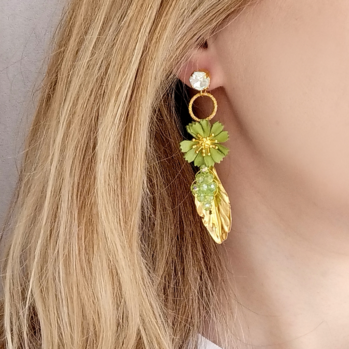 Alternative view of 5634F Colourful daisy earrings Catherine bijoux Τυρκουάζ