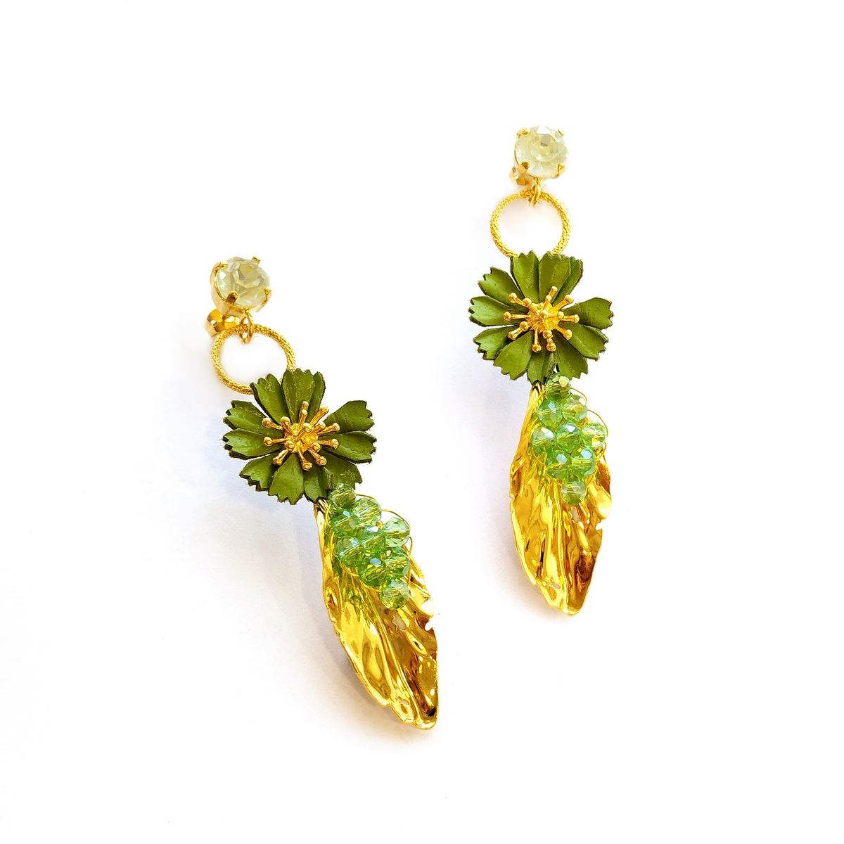 Alternative view of 5634F Colourful daisy earrings Catherine bijoux Πράσινο
