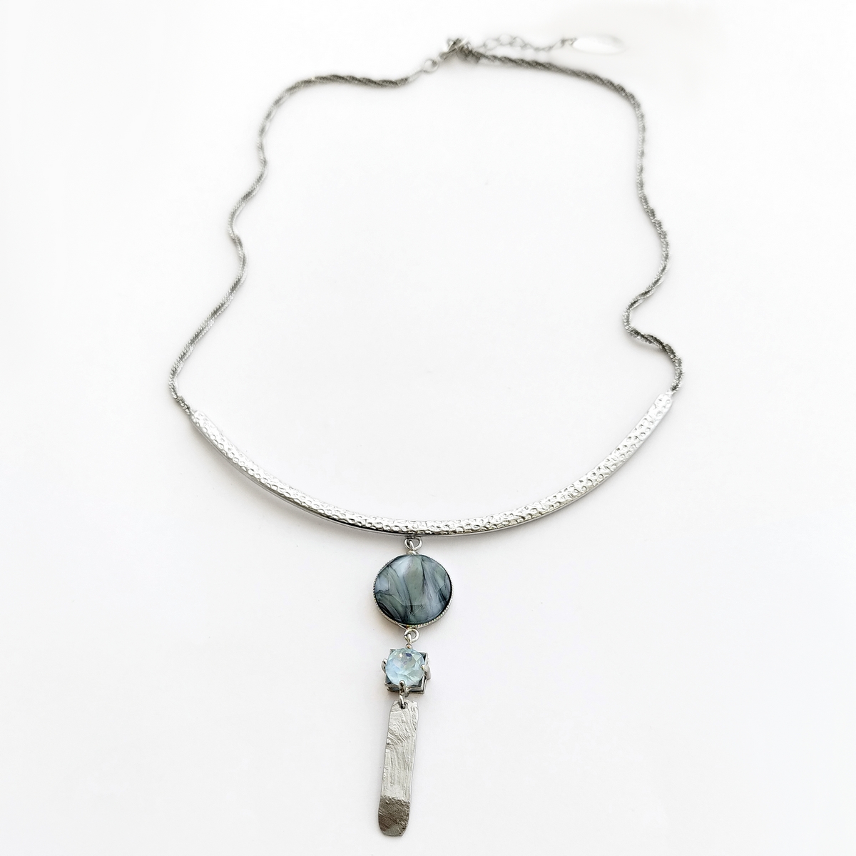 Alternative view of 5680A Saturn's satellite stone necklace Silver