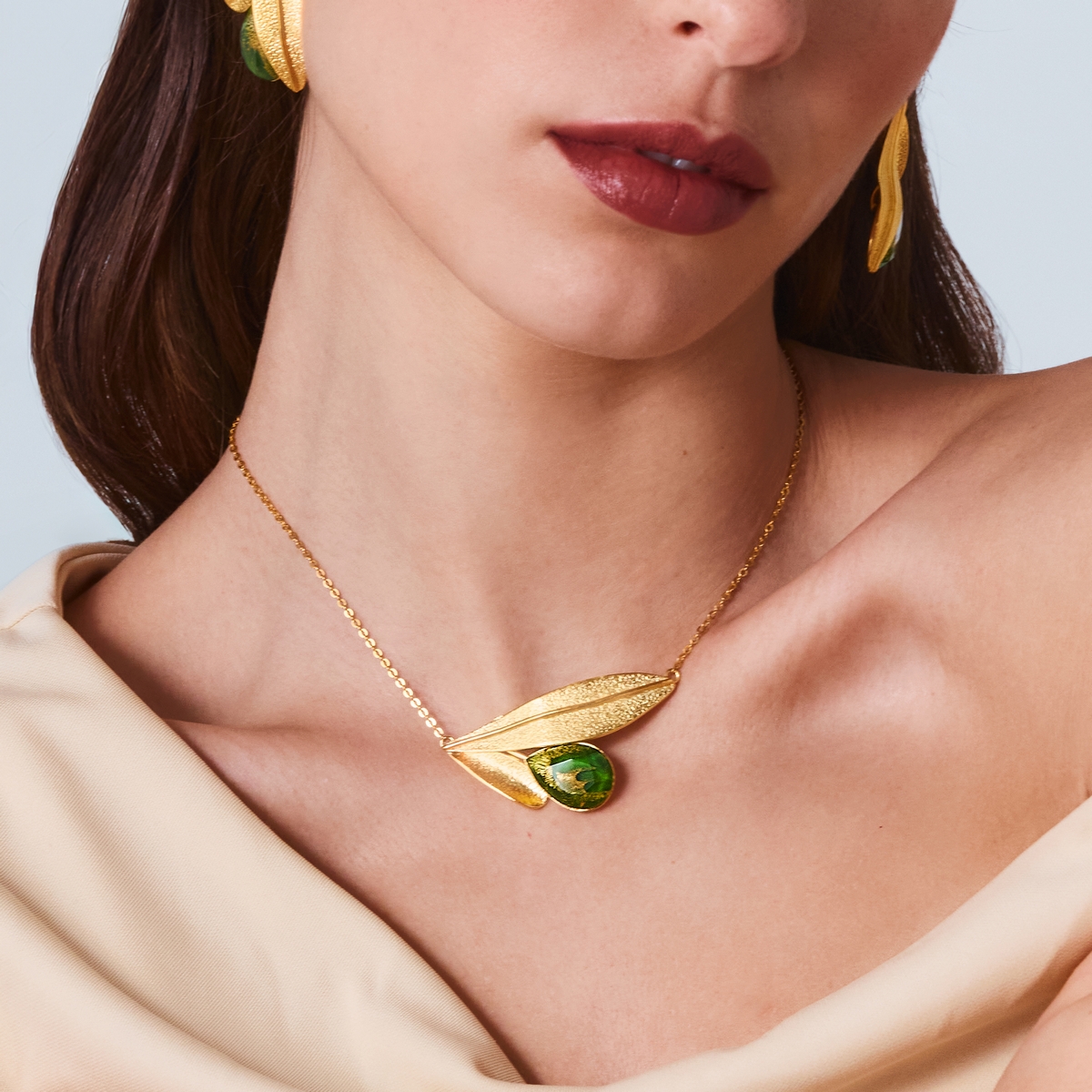 Alternative view of 5647A Olive tree crystal necklace Μπλε