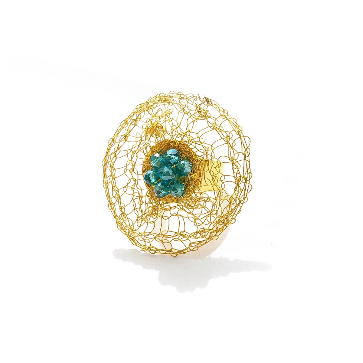 Alternative view of 5669D Mesh with color χειροποίητο δαχτυλιδι Catherine bijoux Τυρκουάζ