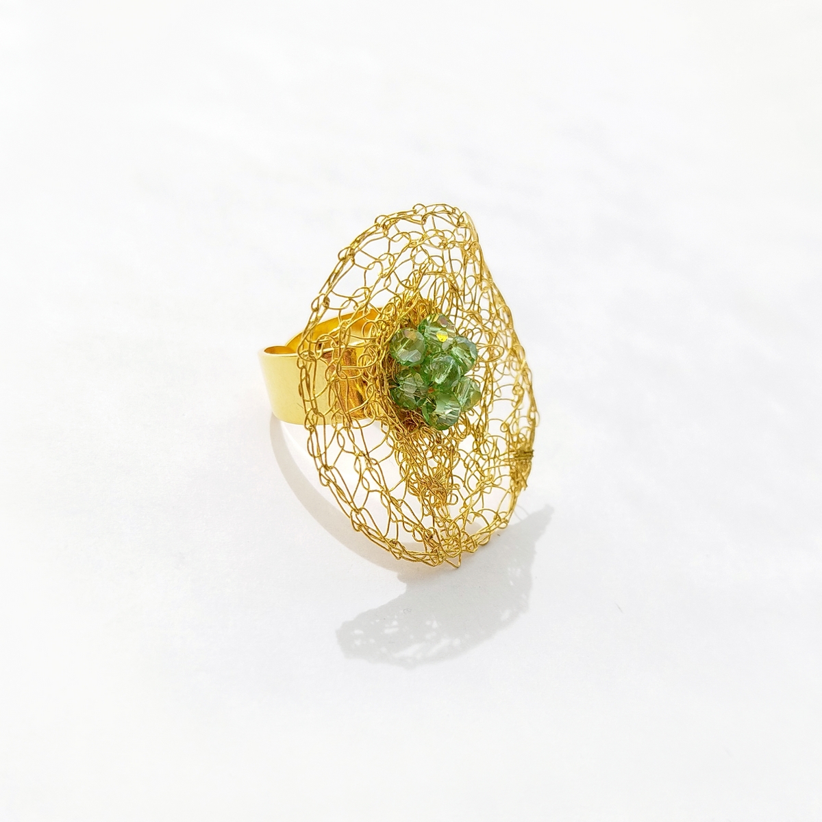 5669D Mesh with color χειροποίητο δαχτυλιδι Catherine bijoux Πράσινο