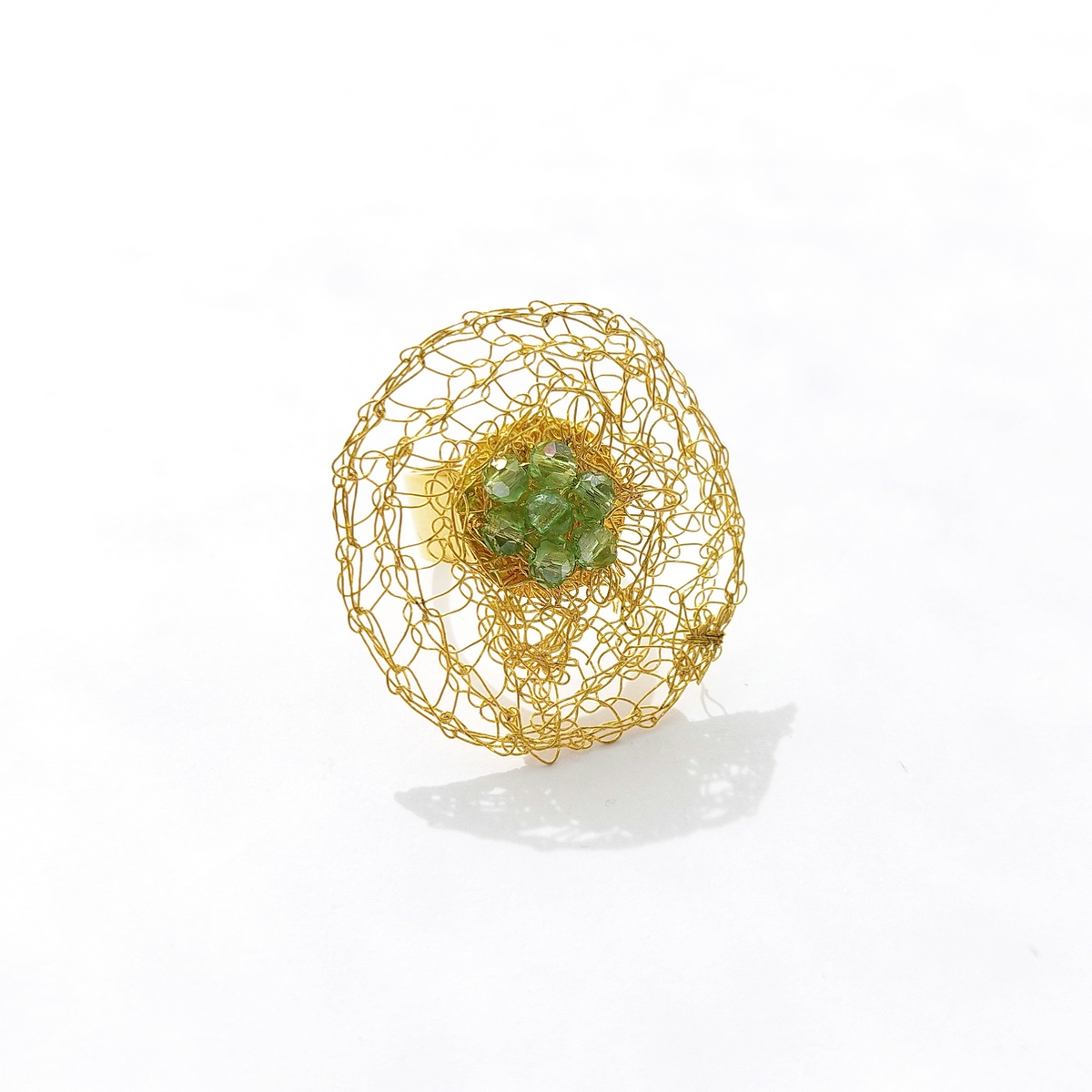 Alternative view of 5669D Mesh with color χειροποίητο δαχτυλιδι Catherine bijoux Πράσινο