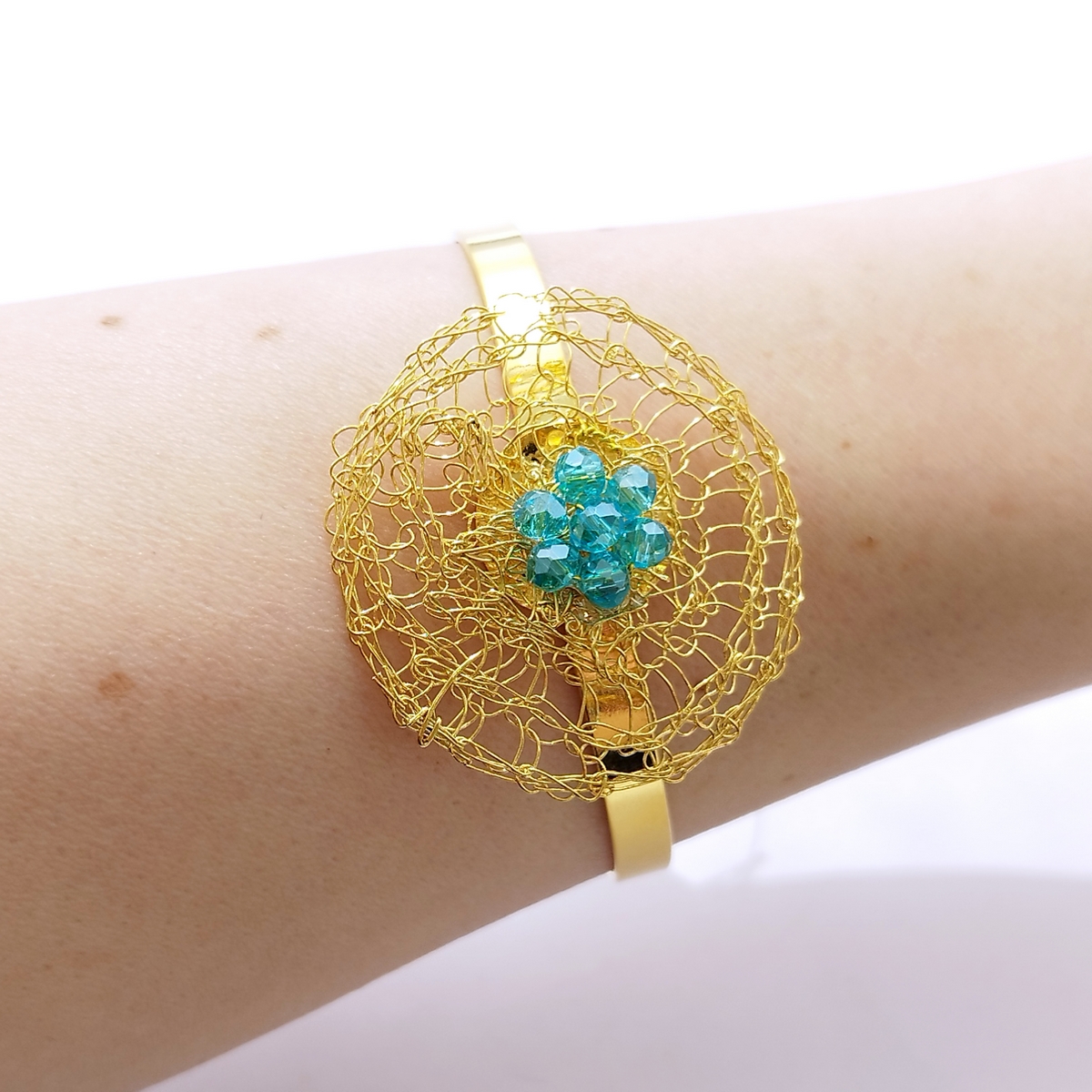 5669E Mesh with color χειροποίητο βραχιόλι Catherine bijoux Τυρκουάζ