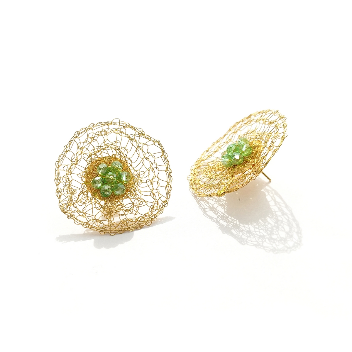 5669F Mesh with color χειροποίητα σκουλαρίκια Catherine bijoux Πράσινο