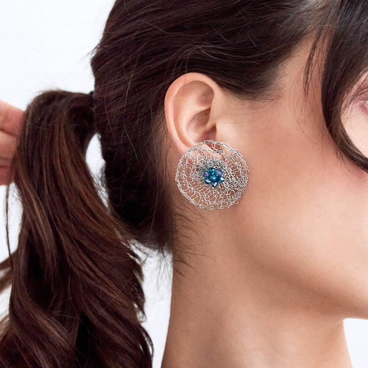 5669F Mesh with color χειροποίητα σκουλαρίκια Catherine bijoux Σιέλ