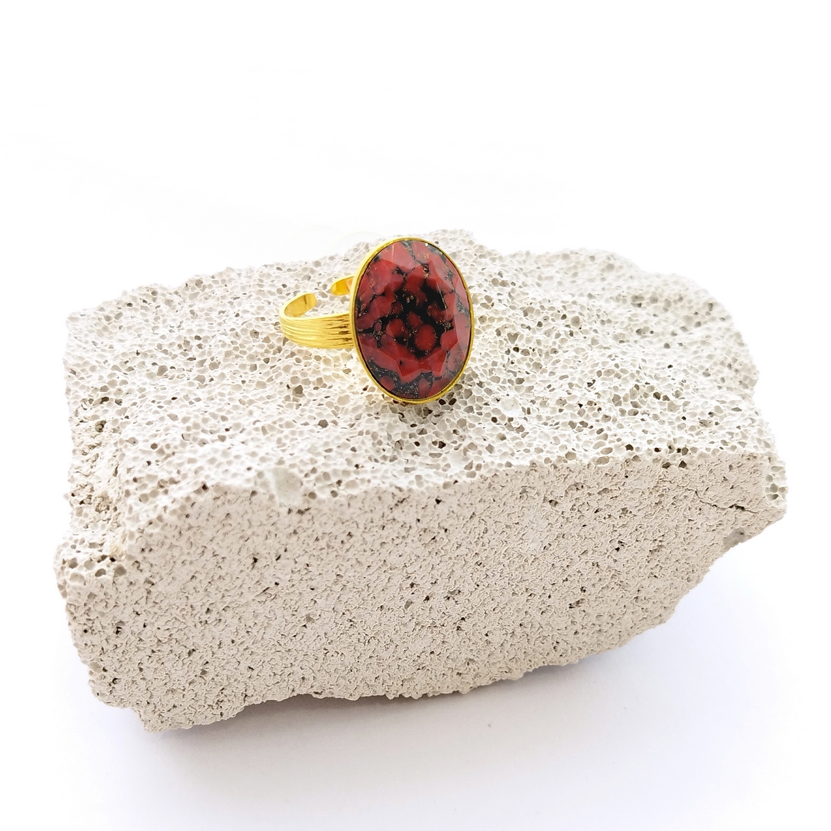 5694D Oval stone simple ring Πορτοκαλί