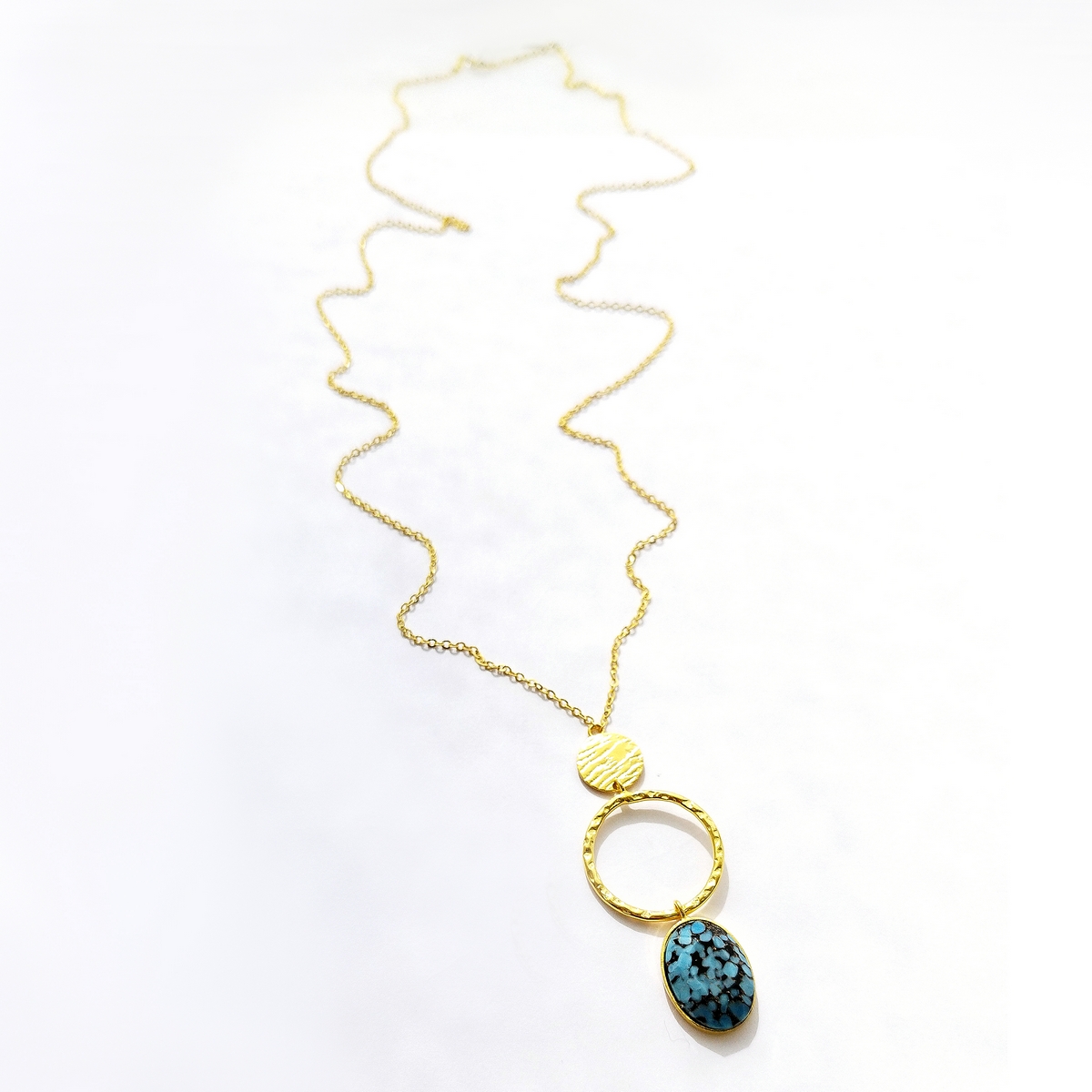 5695A Oval stone simple pendant Τυρκουάζ