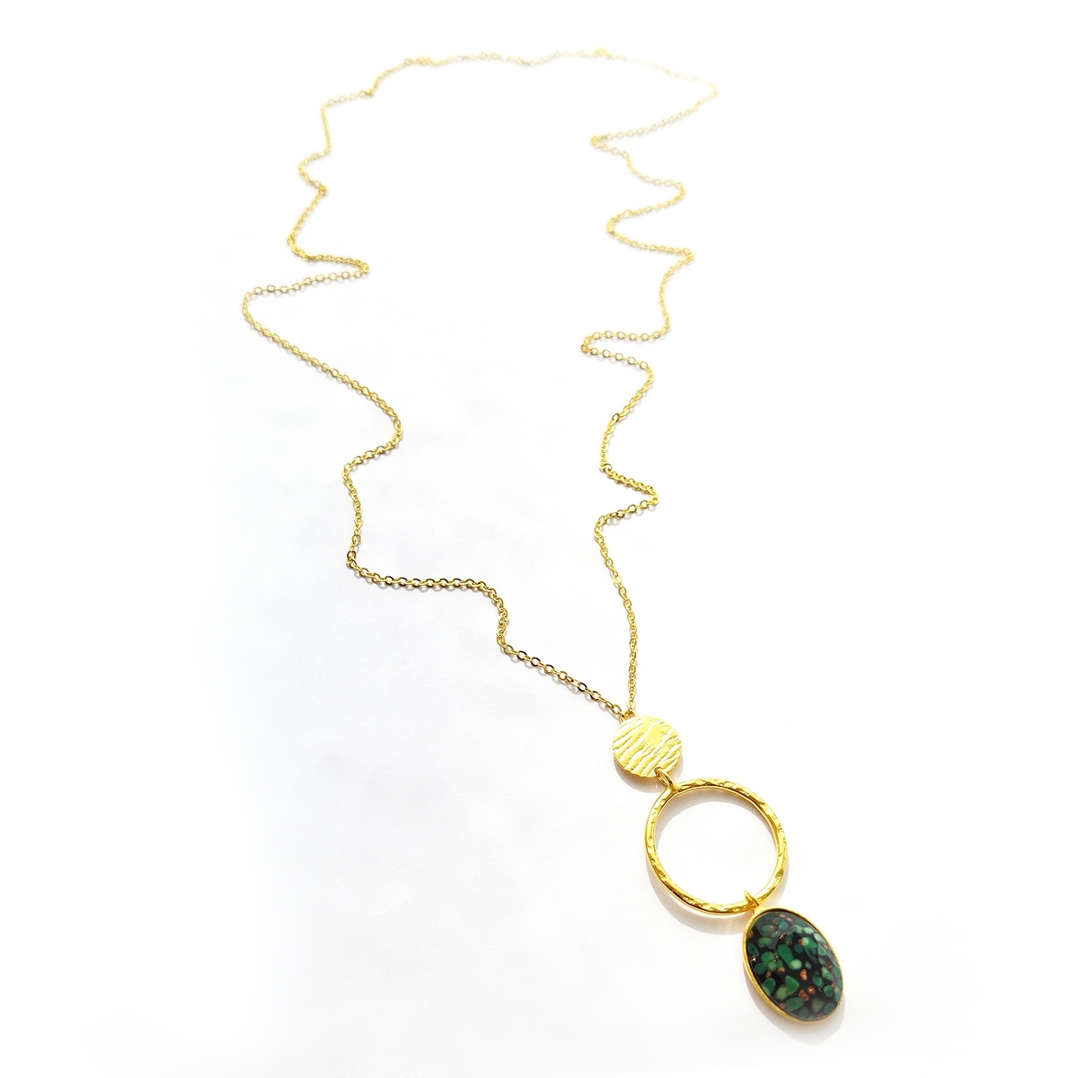 Alternative view of 5695A Oval stone simple pendant Πράσινο
