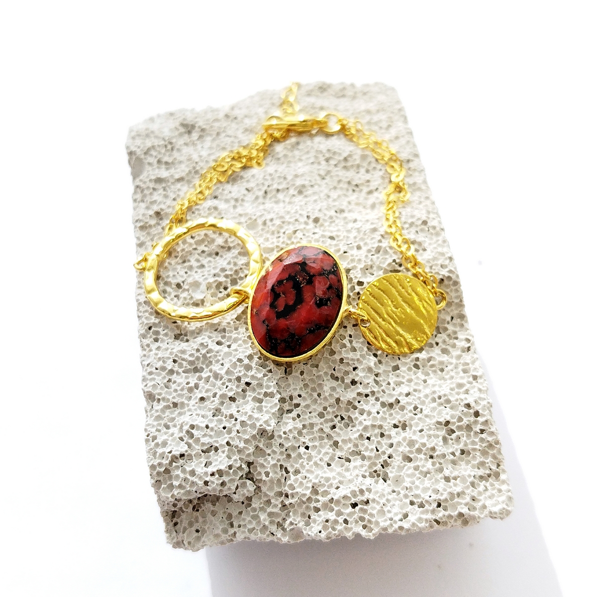 5695E Oval stone simple bracelet Πορτοκαλί
