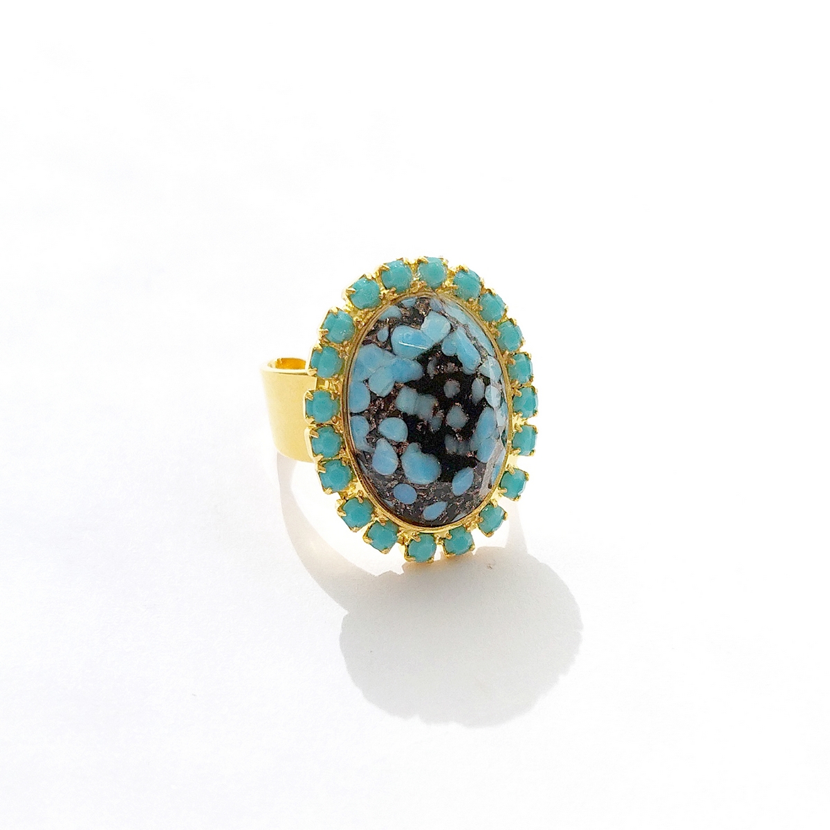Alternative view of 5696D Oval stone ring Τυρκουάζ