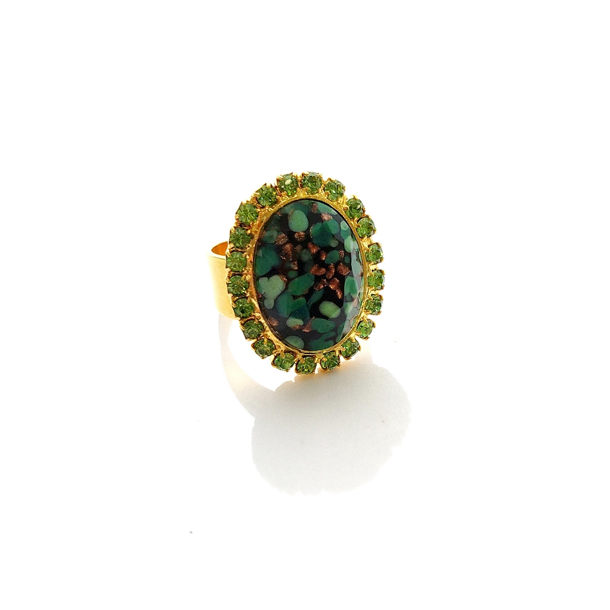 Alternative view of 5696D Oval stone ring Πράσινο